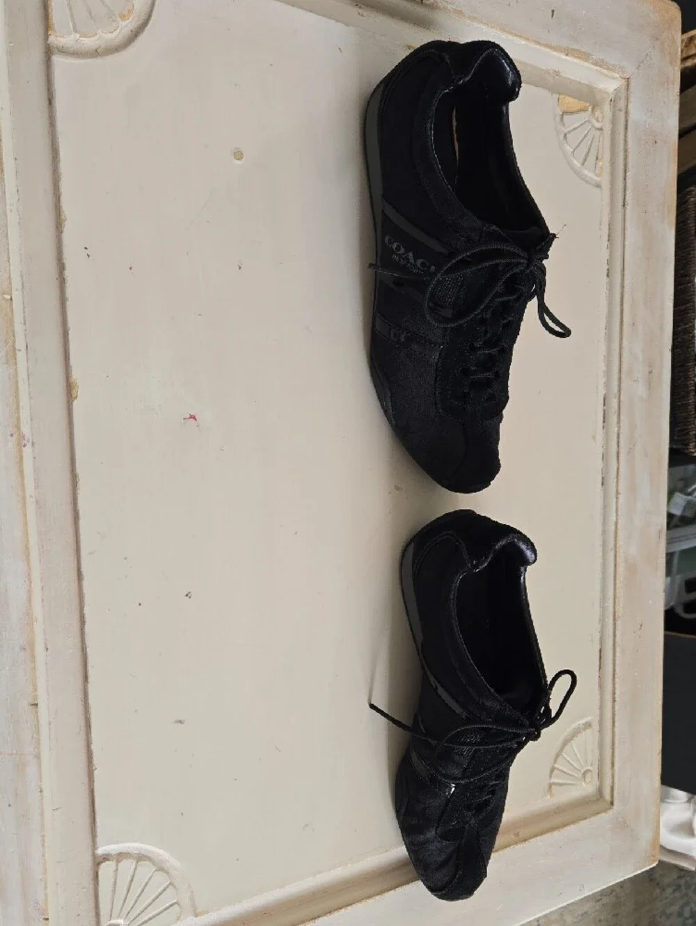 Coach Black Women's Low-Top Lace-Up Sneakers with Signature Jacquard